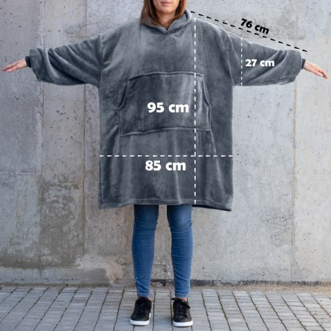 Bluzair Bluza Koc Hoodie Oversize Polska Szary 4w1 Bluzair Bluza Koc Hoodie Oversize Polska Szary 4w1