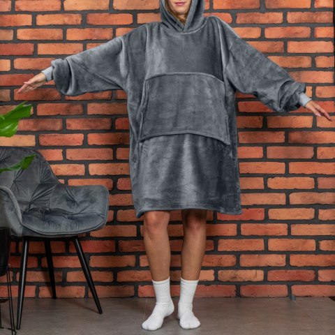 Bluzair Bluza Koc Hoodie Oversize Polska Szary 4w1 Bluzair Bluza Koc Hoodie Oversize Polska Szary 4w1