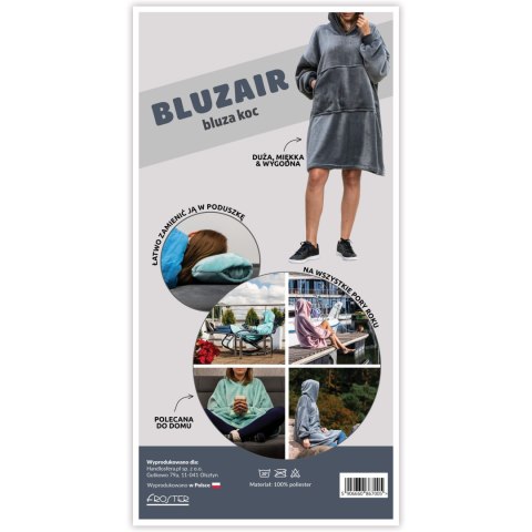 Bluzair Bluza Koc Hoodie Oversize Polska Szary 4w1 Bluzair Bluza Koc Hoodie Oversize Polska Szary 4w1