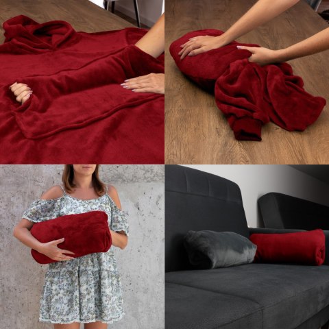 Bluzair Bluza Koc z Kapturem XXL Ciepła Bordo 4w1 Bluzair Bluza Koc z Kapturem XXL Ciepła Bordo 4w1