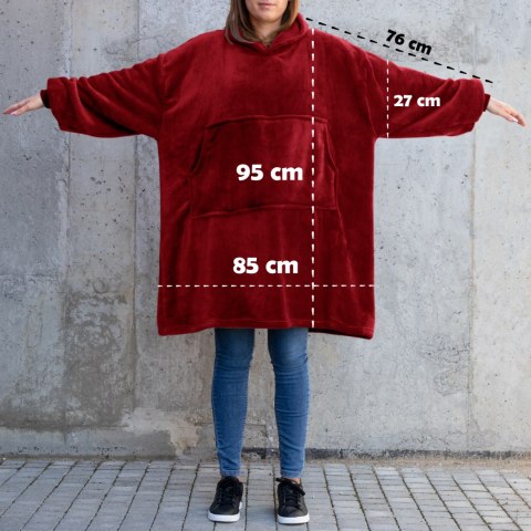 Bluzair Bluza Koc z Kapturem XXL Ciepła Bordo 4w1 Bluzair Bluza Koc z Kapturem XXL Ciepła Bordo 4w1