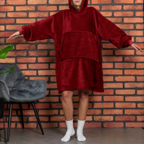 Bluzair Bluza Koc z Kapturem XXL Ciepła Bordo 4w1 Bluzair Bluza Koc z Kapturem XXL Ciepła Bordo 4w1