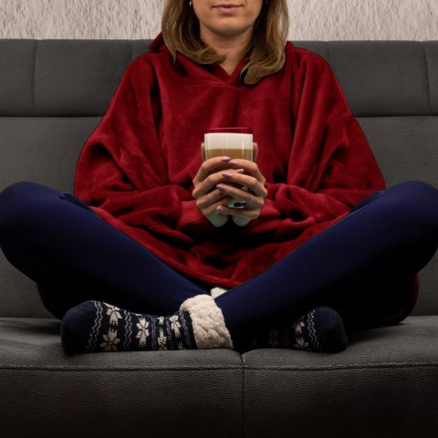 Bluzair Bluza Koc z Kapturem XXL Ciepła Bordo 4w1 Bluzair Bluza Koc z Kapturem XXL Ciepła Bordo 4w1