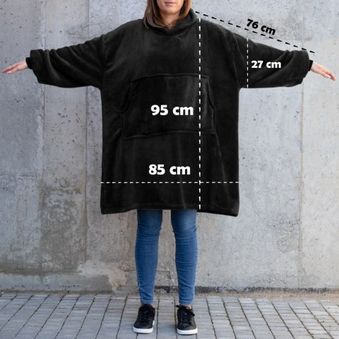 Bluzair Bluza Koc z Kapturem XXL Ciepła Czarny 4w1 Bluzair Bluza Koc z Kapturem XXL Ciepła Czarny 4w1