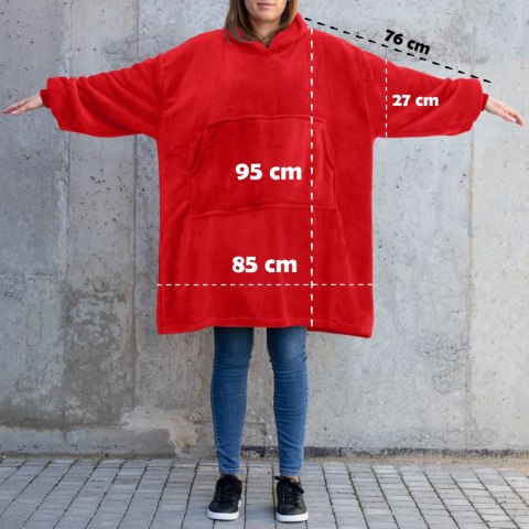 Bluzair Bluza Koc z Kapturem XXL Ciepła Czerwony Bluzair Bluza Koc z Kapturem XXL Ciepła Czerwony