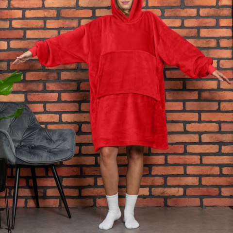 Bluzair Bluza Koc z Kapturem XXL Ciepła Czerwony Bluzair Bluza Koc z Kapturem XXL Ciepła Czerwony