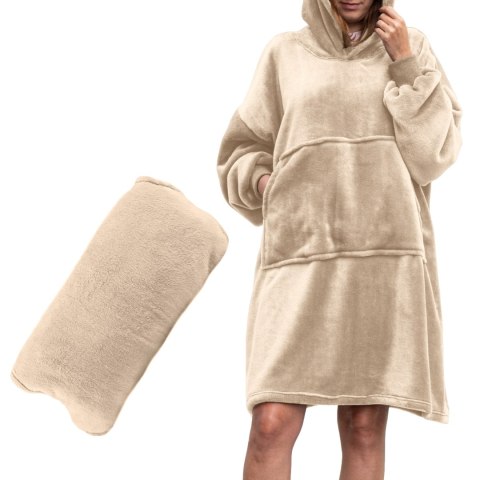 Bluzair Bluza Koc z Kapturem XXL Ciepła Jasny beż Bluzair Bluza Koc z Kapturem XXL Ciepła Jasny beż