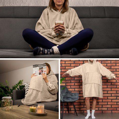 Bluzair Bluza Koc z Kapturem XXL Ciepła Jasny beż Bluzair Bluza Koc z Kapturem XXL Ciepła Jasny beż