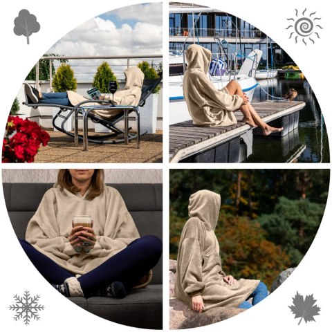 Bluzair Bluza Koc z Kapturem XXL Ciepła Jasny beż Bluzair Bluza Koc z Kapturem XXL Ciepła Jasny beż