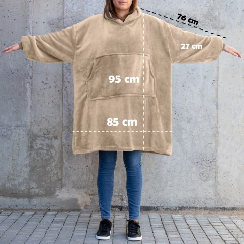 Bluzair Bluza Koc z Kapturem XXL Ciepła Jasny beż Bluzair Bluza Koc z Kapturem XXL Ciepła Jasny beż
