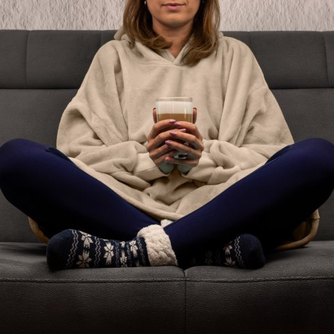 Bluzair Bluza Koc z Kapturem XXL Ciepła Jasny beż Bluzair Bluza Koc z Kapturem XXL Ciepła Jasny beż