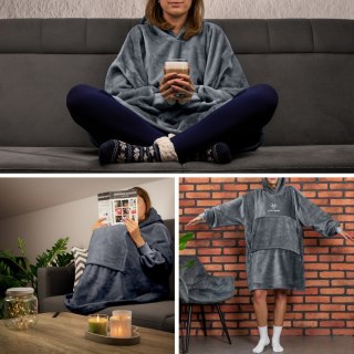 Bluzair SUPER MAMA - Bluza koc - Szary - prezent na dzień matki