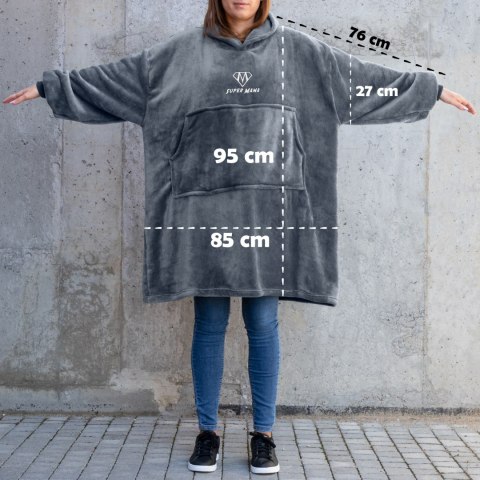 Bluzair SUPER MAMA - Bluza koc - Szary - prezent na dzień matki Bluzair SUPER MAMA - Bluza koc - Szary - prezent na dzień matki