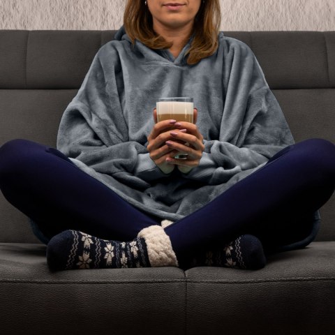 Bluzair SUPER MAMA - Bluza koc - Szary - prezent na dzień matki Bluzair SUPER MAMA - Bluza koc - Szary - prezent na dzień matki