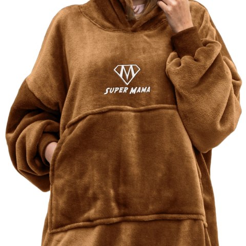 Bluzair SUPER MAMA - Bluza koc - Toffee - prezent na dzień matki Bluzair SUPER MAMA - Bluza koc - Toffee - prezent na dzień matki