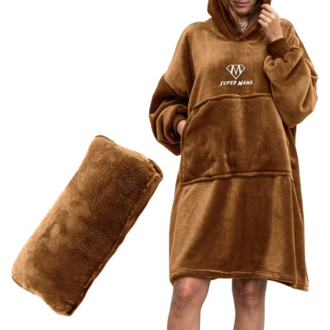 Bluzair SUPER MAMA - Bluza koc - Toffee - prezent na dzień matki Bluzair SUPER MAMA - Bluza koc - Toffee - prezent na dzień matki