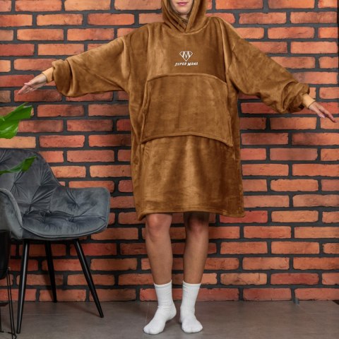 Bluzair SUPER MAMA - Bluza koc - Toffee - prezent na dzień matki Bluzair SUPER MAMA - Bluza koc - Toffee - prezent na dzień matki