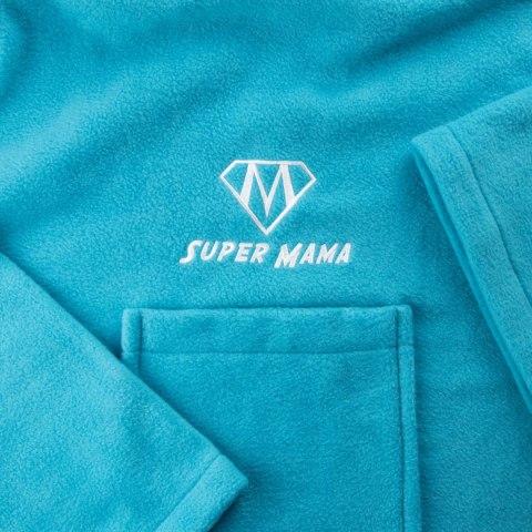 Kocyko-szlafrok SUPER MAMA - Niebieski - prezent na dzień matki Kocyko-szlafrok SUPER MAMA - Niebieski - prezent na dzień matki