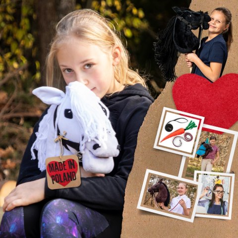 Biały konik hobby horse duży A3 kantar wodze HH Biały konik hobby horse duży A3 kantar wodze HH