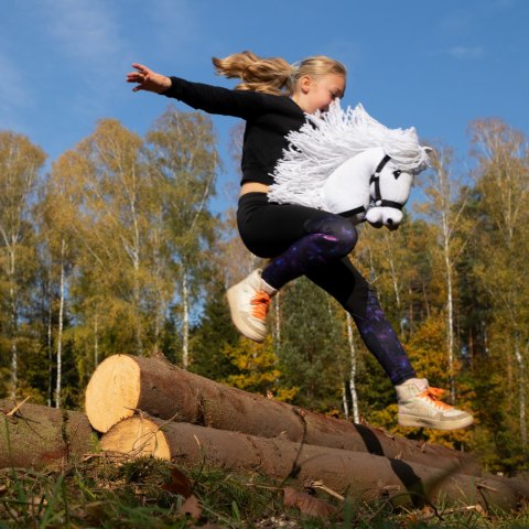 Biały konik hobby horse duży A3 kantar wodze HH Biały konik hobby horse duży A3 kantar wodze HH