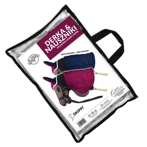 Derka dwustronna i nauszniki Skippi dla Hobby Horse- granatowa - ciemny róż Derka dwustronna i nauszniki Skippi dla Hobby Horse- granatowa - ciemny róż