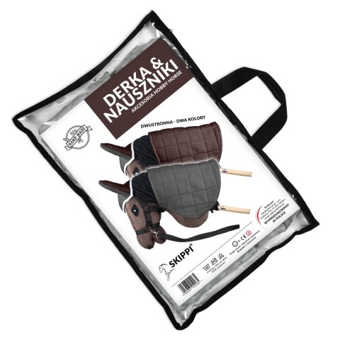 Derka dwustronna i nauszniki Skippi dla Hobby Horse - szary i brązowy Derka dwustronna i nauszniki Skippi dla Hobby Horse - szary i brązowy