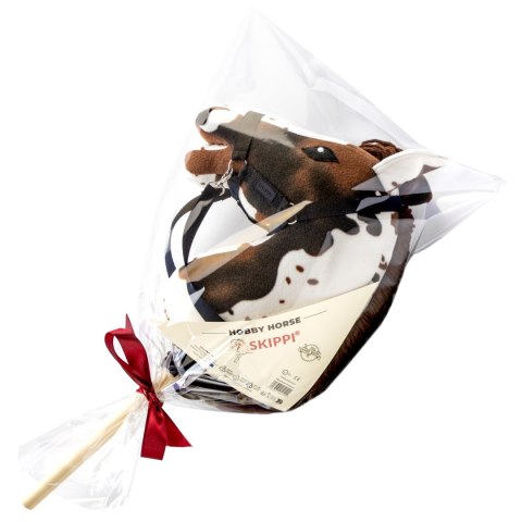 Skippi Hobby Horse A5 w brązowe łaty - koń na kiju - kantar wodze zestawie Skippi Hobby Horse A5 w brązowe łaty - koń na kiju - kantar wodze zestawie