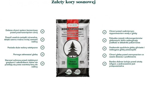 Kora Sosnowa Ogrodnicza Kompostowana 10-60mm 80L Kora Sosnowa Ogrodnicza Kompostowana 10-60mm 80L