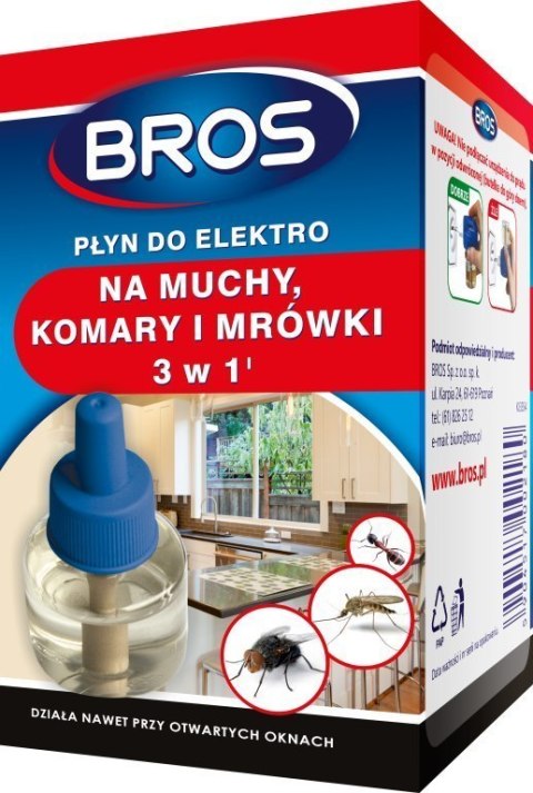Płyn do Elektrofumigatora 3w1 na Muchy, Komary, Mrówki BROS (R) Płyn do Elektrofumigatora 3w1 na Muchy, Komary, Mrówki BROS (R)