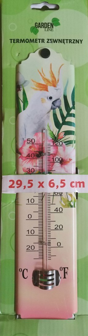 Termometr Dekoracyjny Papuga Biały 29,5x6,5cm Termometr Dekoracyjny Papuga Biały 29,5x6,5cm