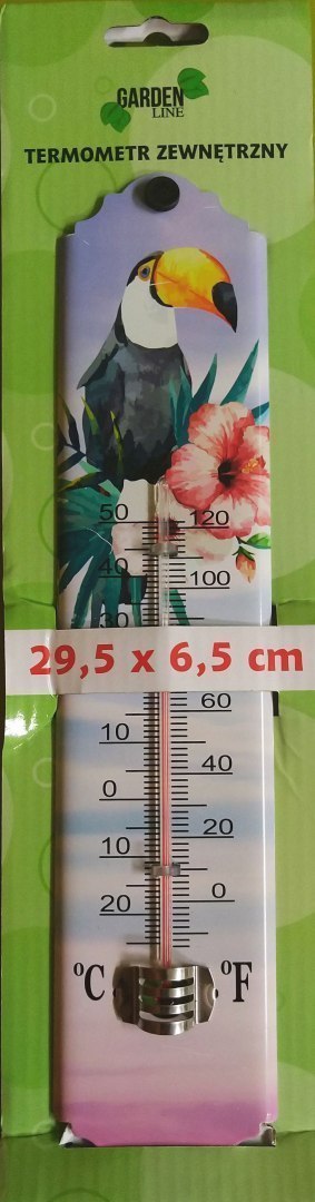 Termometr Dekoracyjny Tukan Fiolet 29,5x6,5cm Termometr Dekoracyjny Tukan Fiolet 29,5x6,5cm
