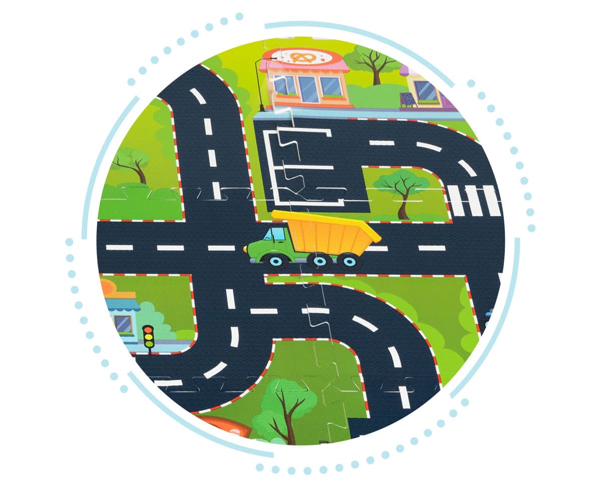 Mata piankowa dla dzieci puzzle miasto ulice drogi IPLAY