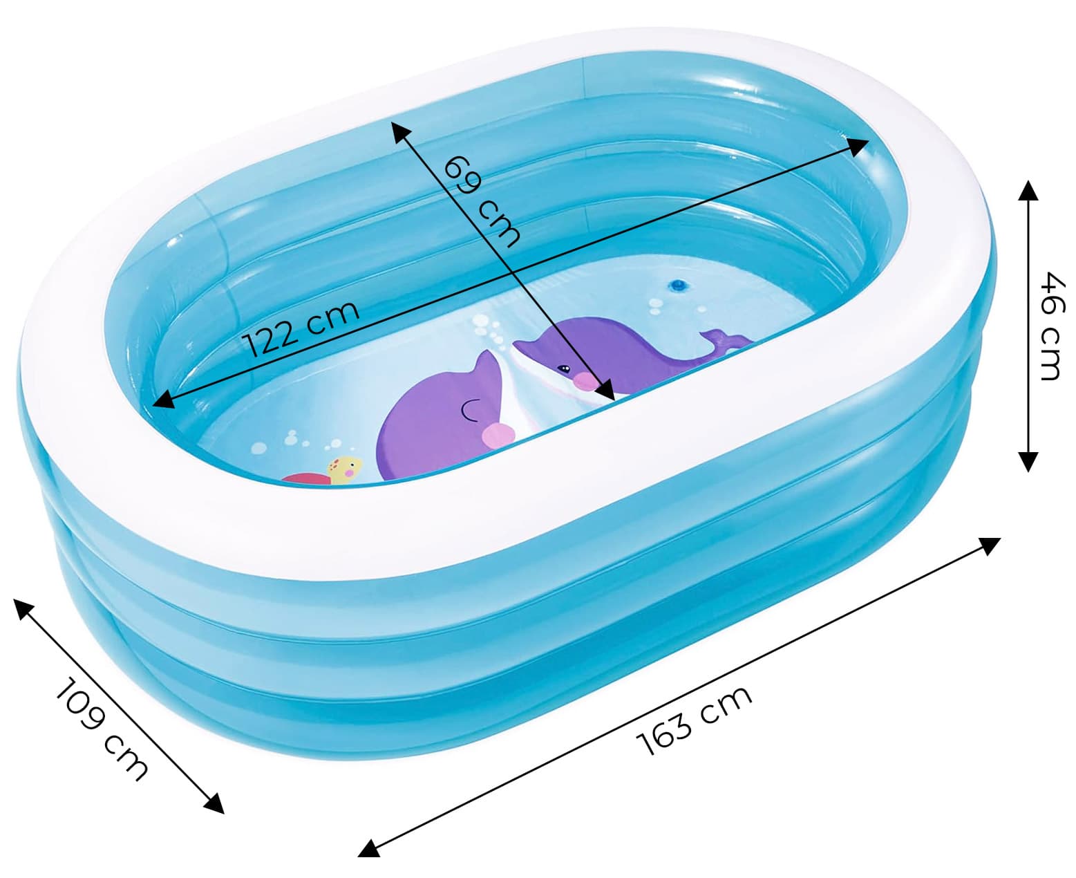 Basen dmuchany brodzik dla dzieci owalny 163x109x46 cm INTEX 57482