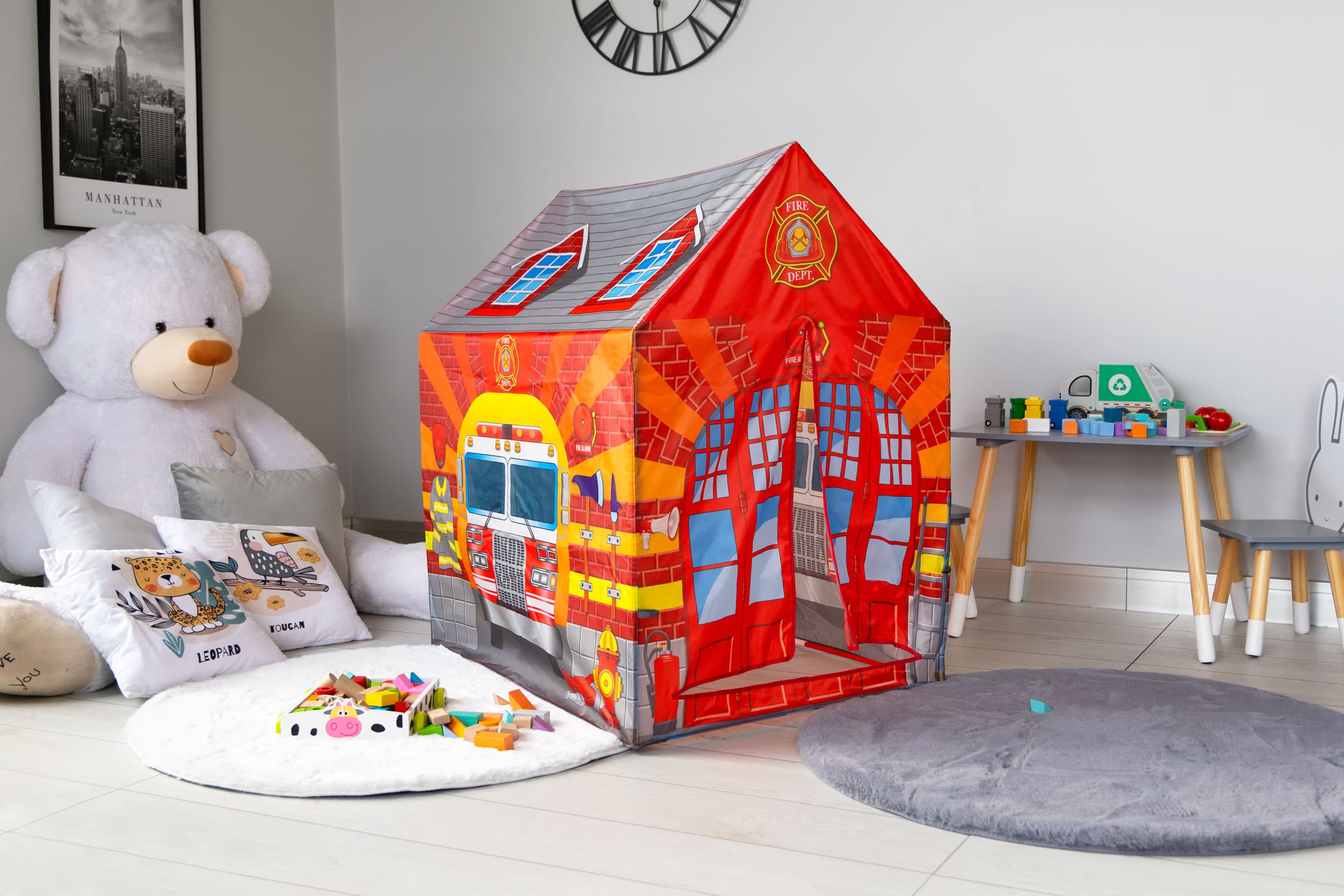 Namiot z tunelem dla dzieci domek strażaka plac zabaw IPLAY