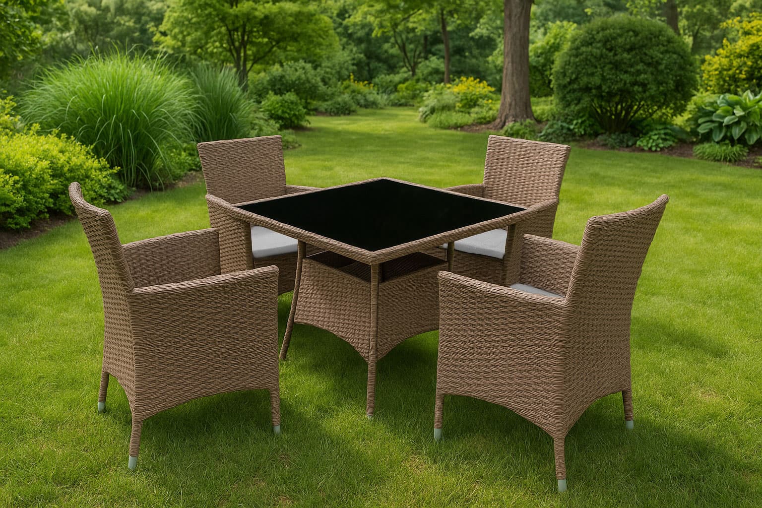 Komplet mebli ogrodowych z technorattanu 4 krzesła + stół MultiGarden