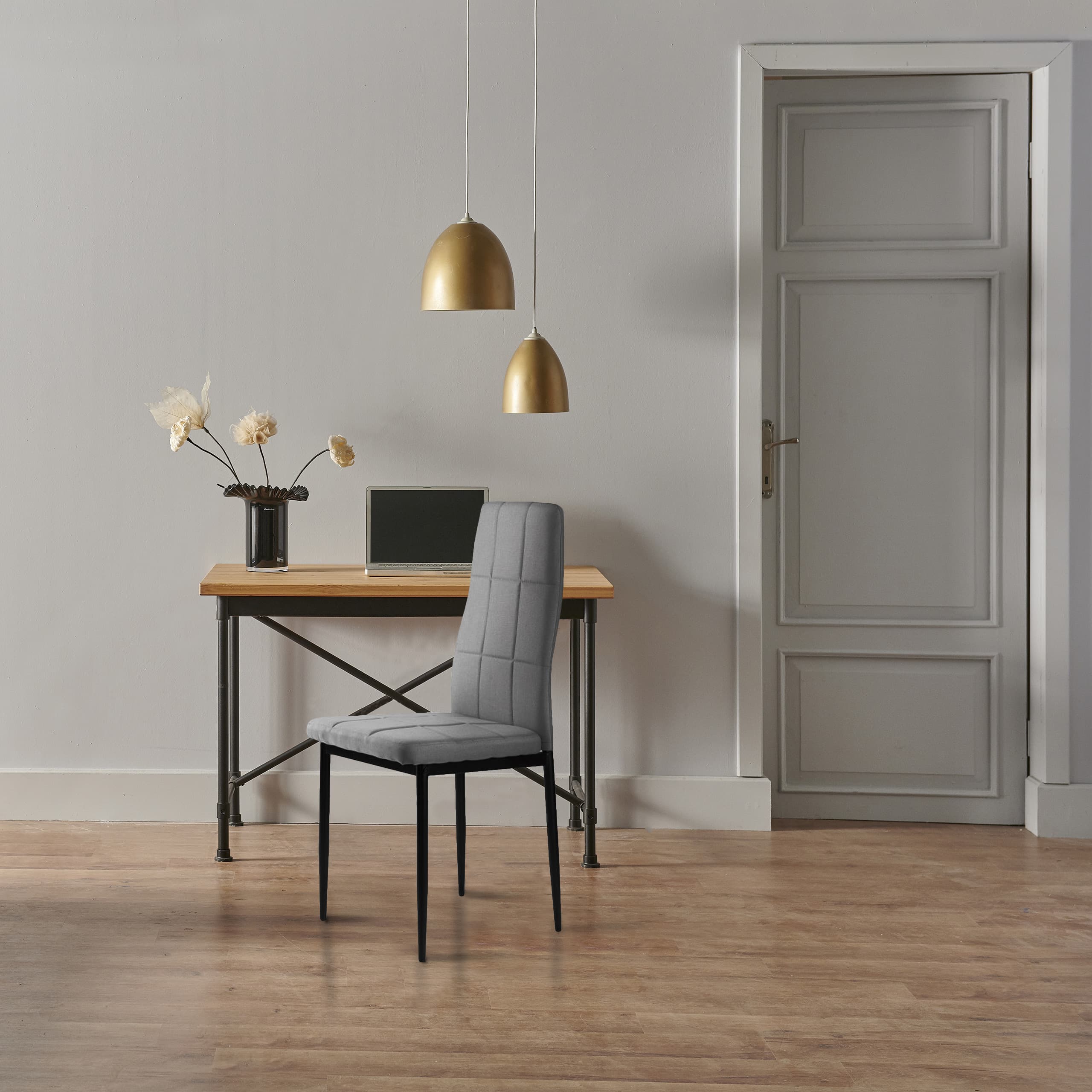 Zestaw krzesła tapicerowane do jadalni i salonu 4 sztuki szare ModernHome