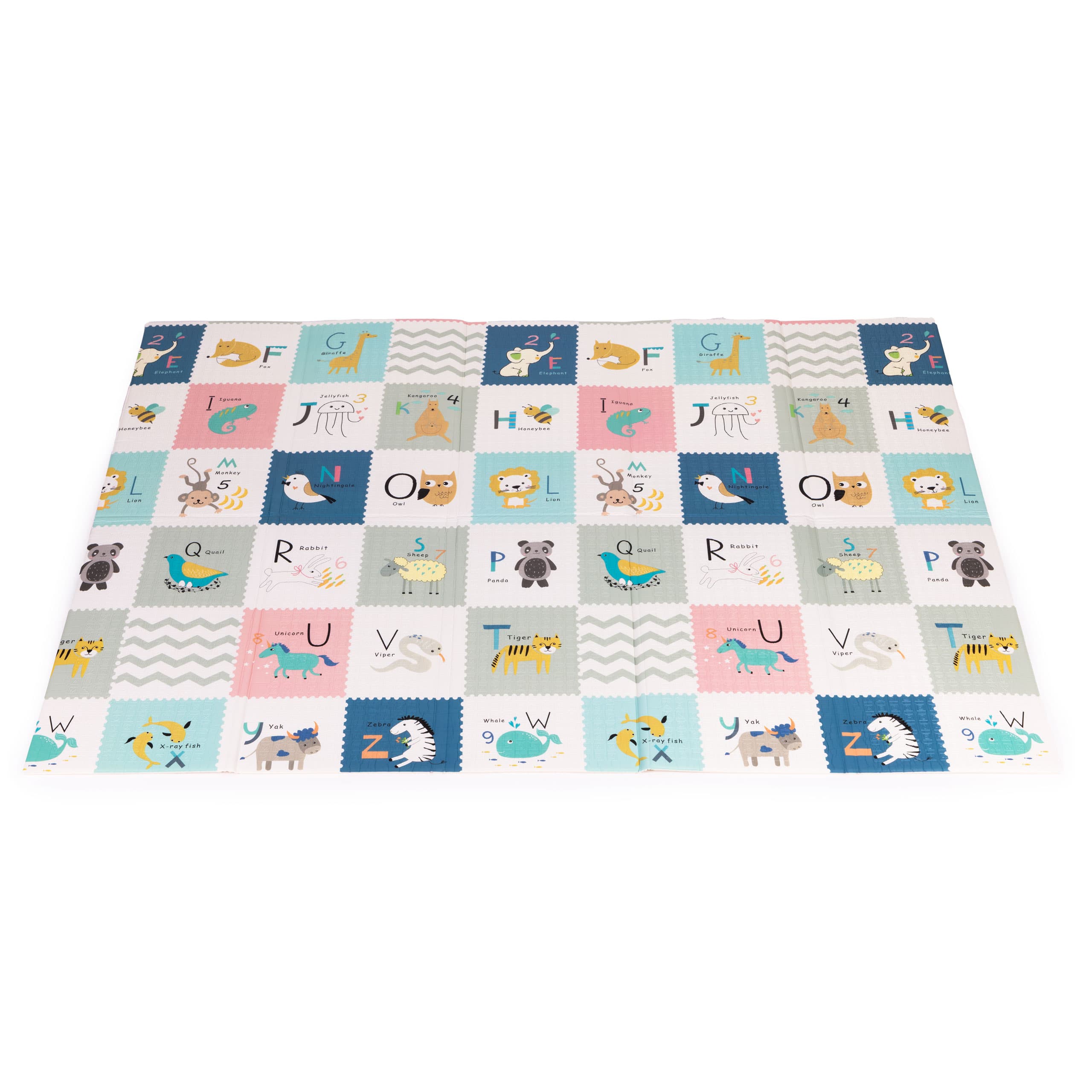 Mata piankowa dla dzieci 200x150 cm edukacyjna dwustronna składana miarka wzrostu alfabet ECOTOYS