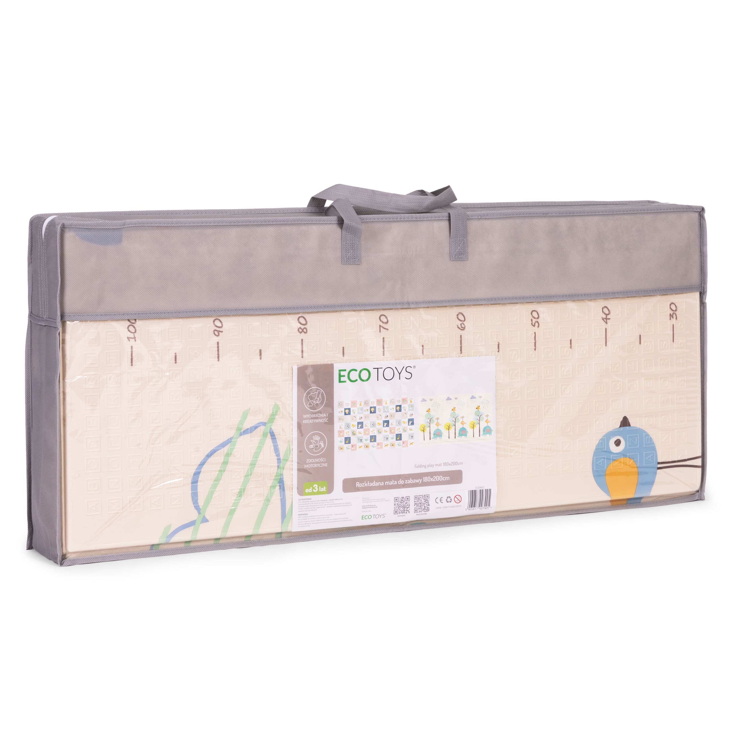 Mata piankowa dla dzieci 200x180 cm edukacyjna dwustronna składana miarka wzrostu alfabet ECOTOYS