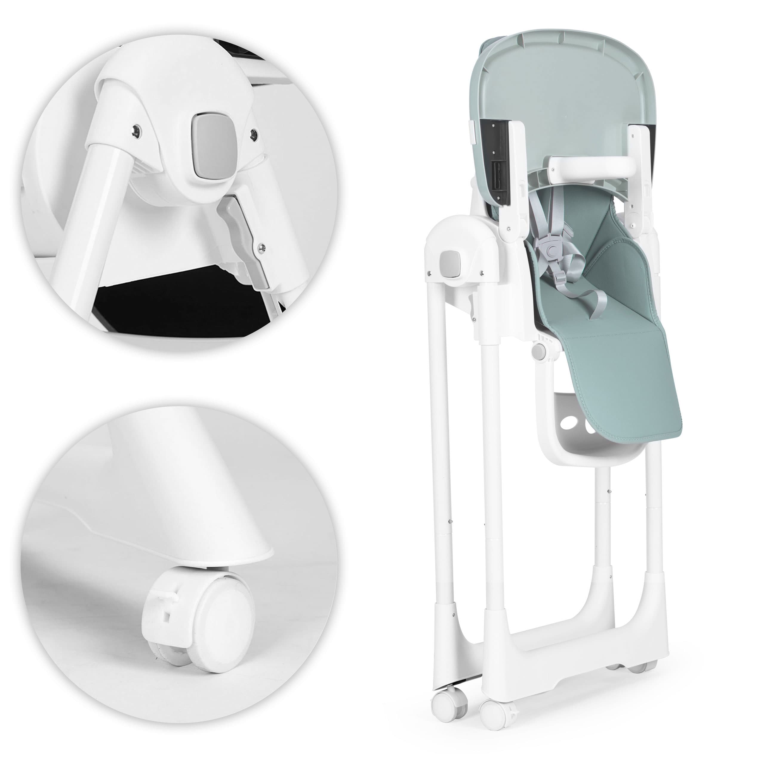 Krzesełko fotelik do karmienia regulacja wysokości ekoskóra pasy podwójna tacka ECOTOYS