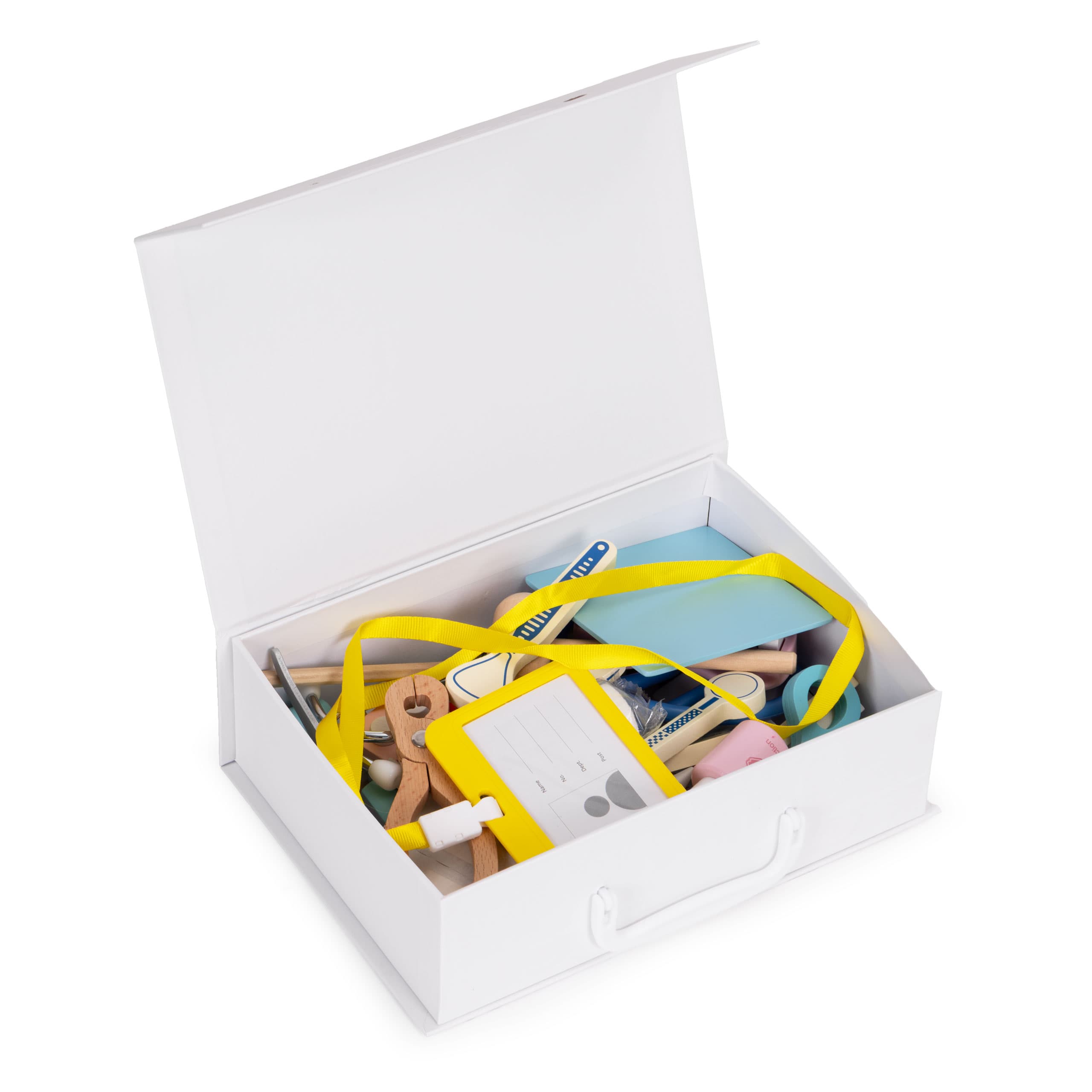 Drewniany zestaw małego lekarza walizka medyczna dla dzieci 34 elementy