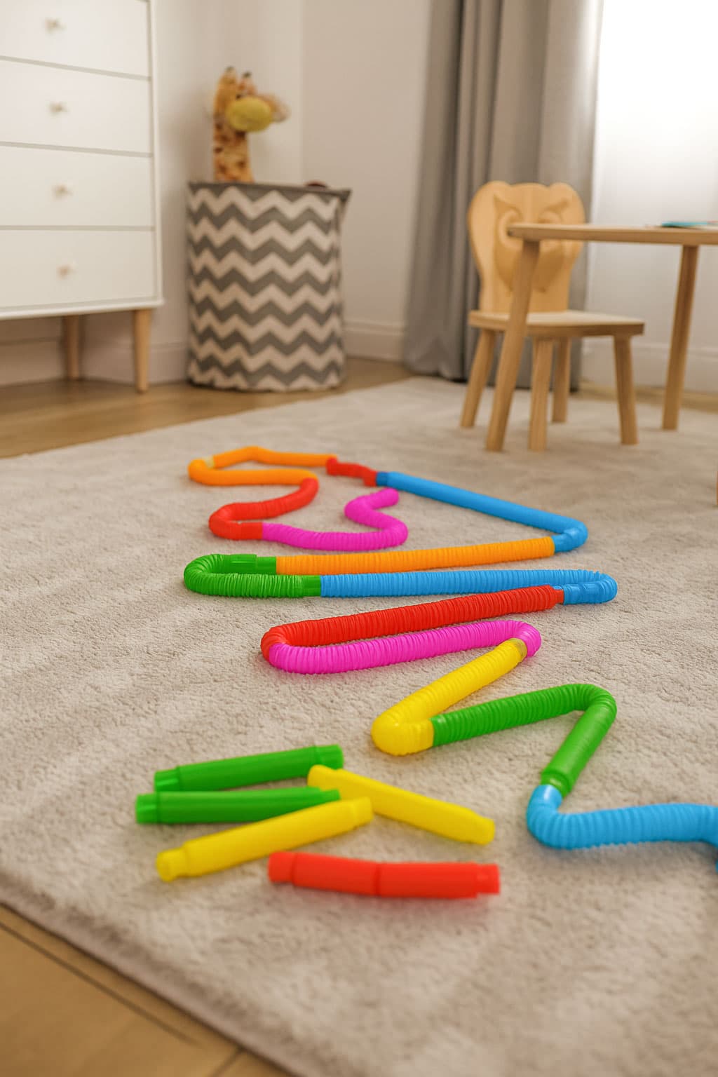 Kolorowe rurki sensoryczne pop tube dla dzieci tuby antystresowe do łączenia 60 sztuk