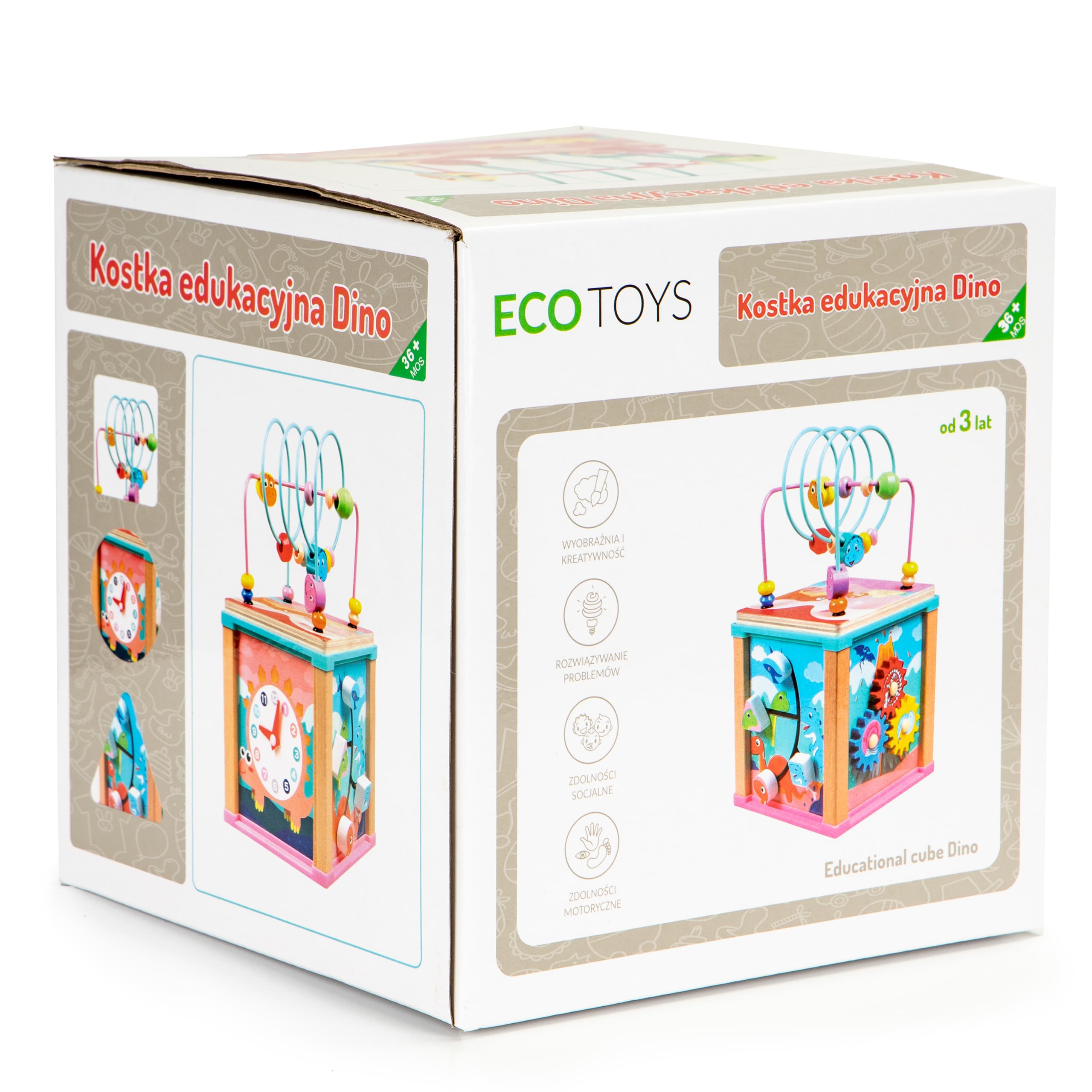Drewniana kostka edukacyjna,  sorter mula ECOTOYS