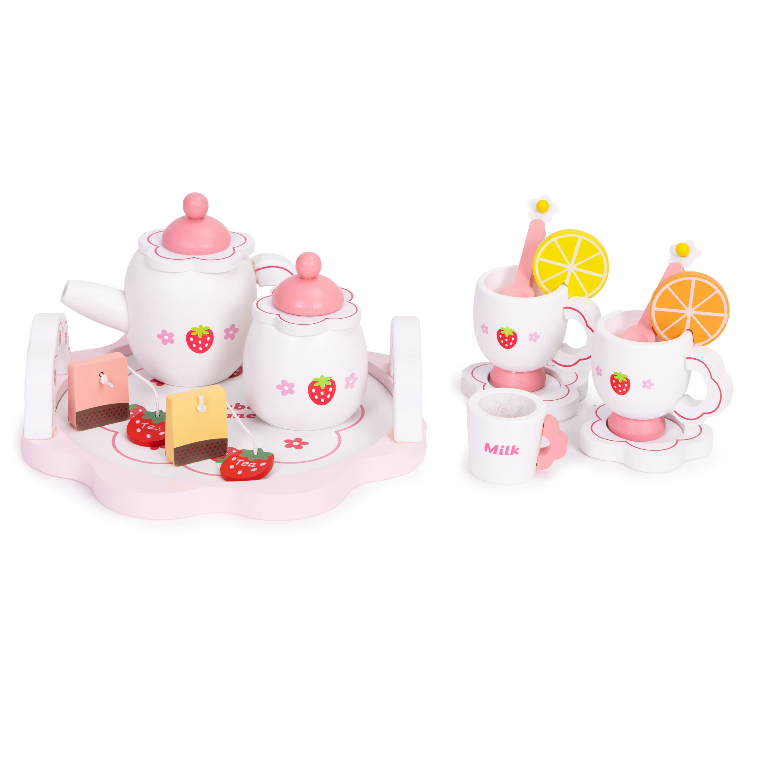 Drewniany zestaw do herbaty dzbanek filiżanki 14 elementów ECOTOYS