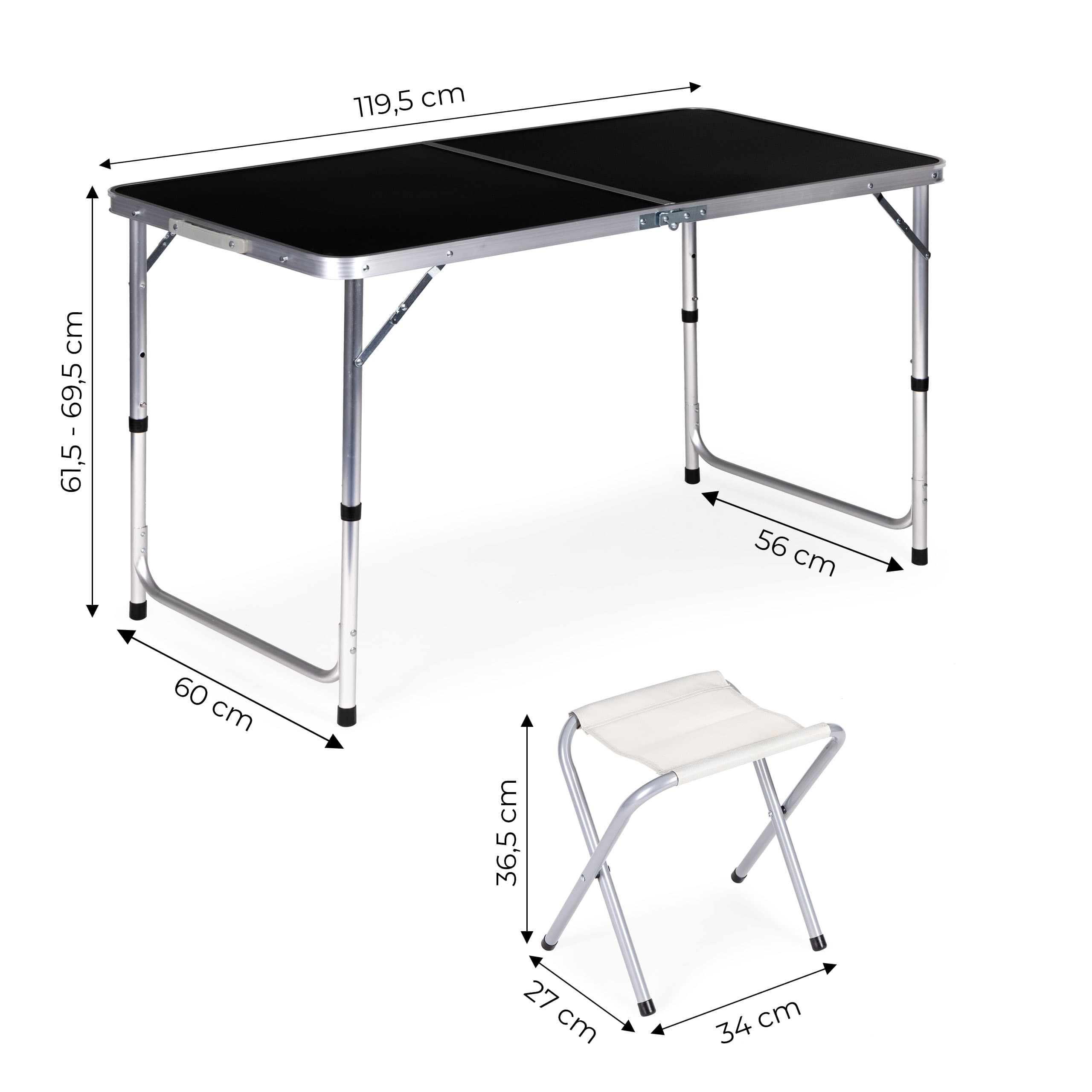 Stolik turystyczny stół składany zestaw 4 krzesła czarny MultiGarden