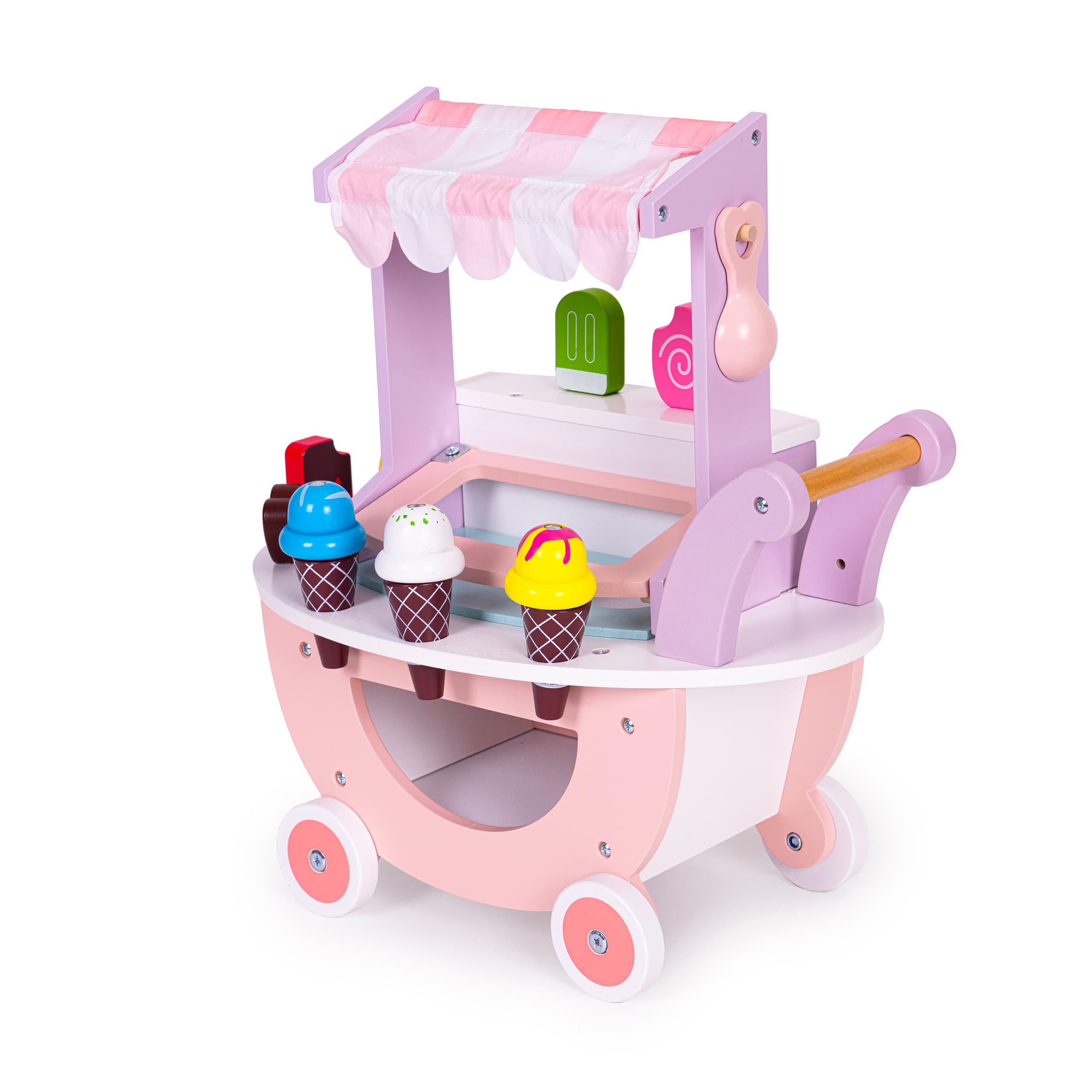 Drewniany wózek lodziarnia dla dzieci sklep 12 elementów ECOTOYS