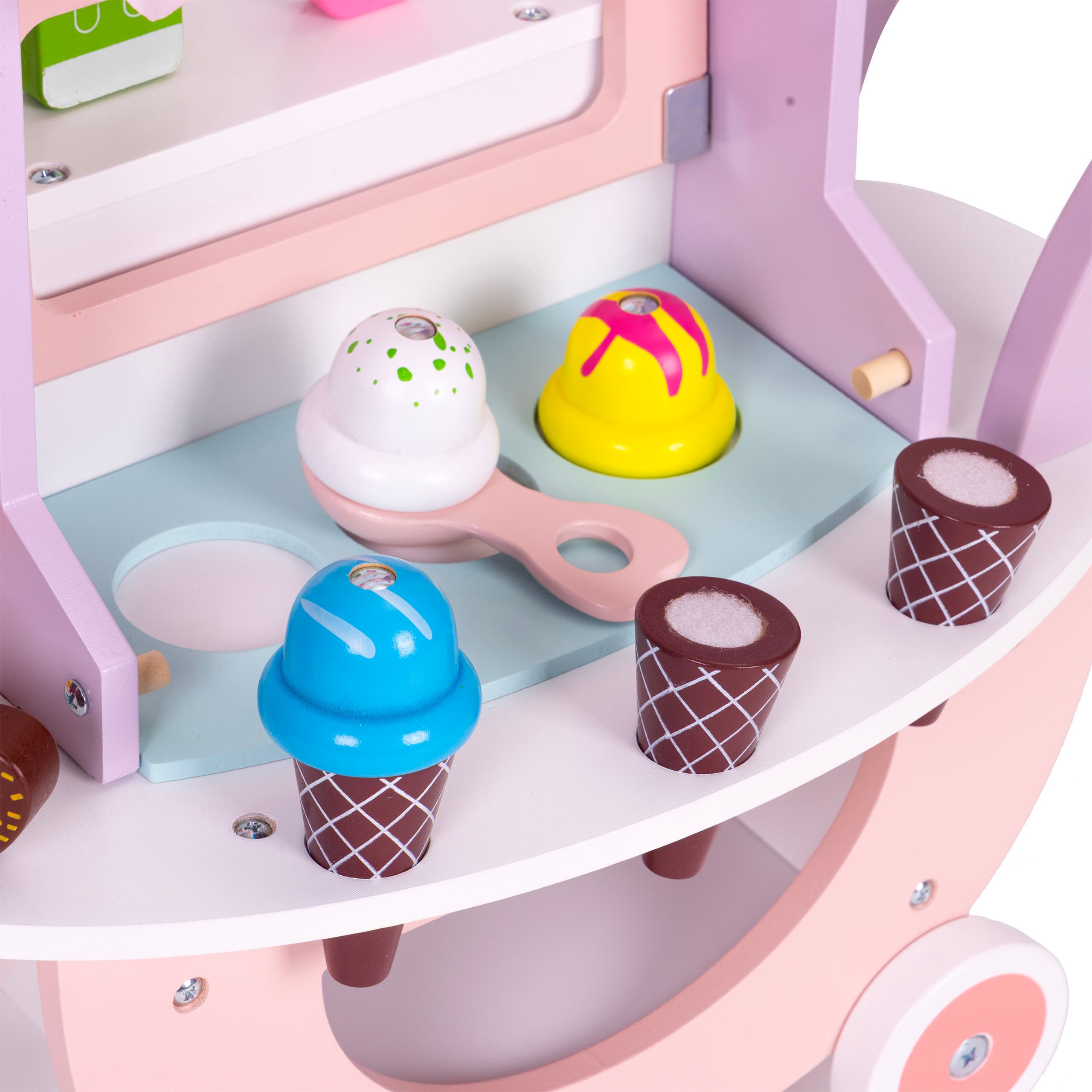 Drewniany wózek lodziarnia dla dzieci sklep 12 elementów ECOTOYS