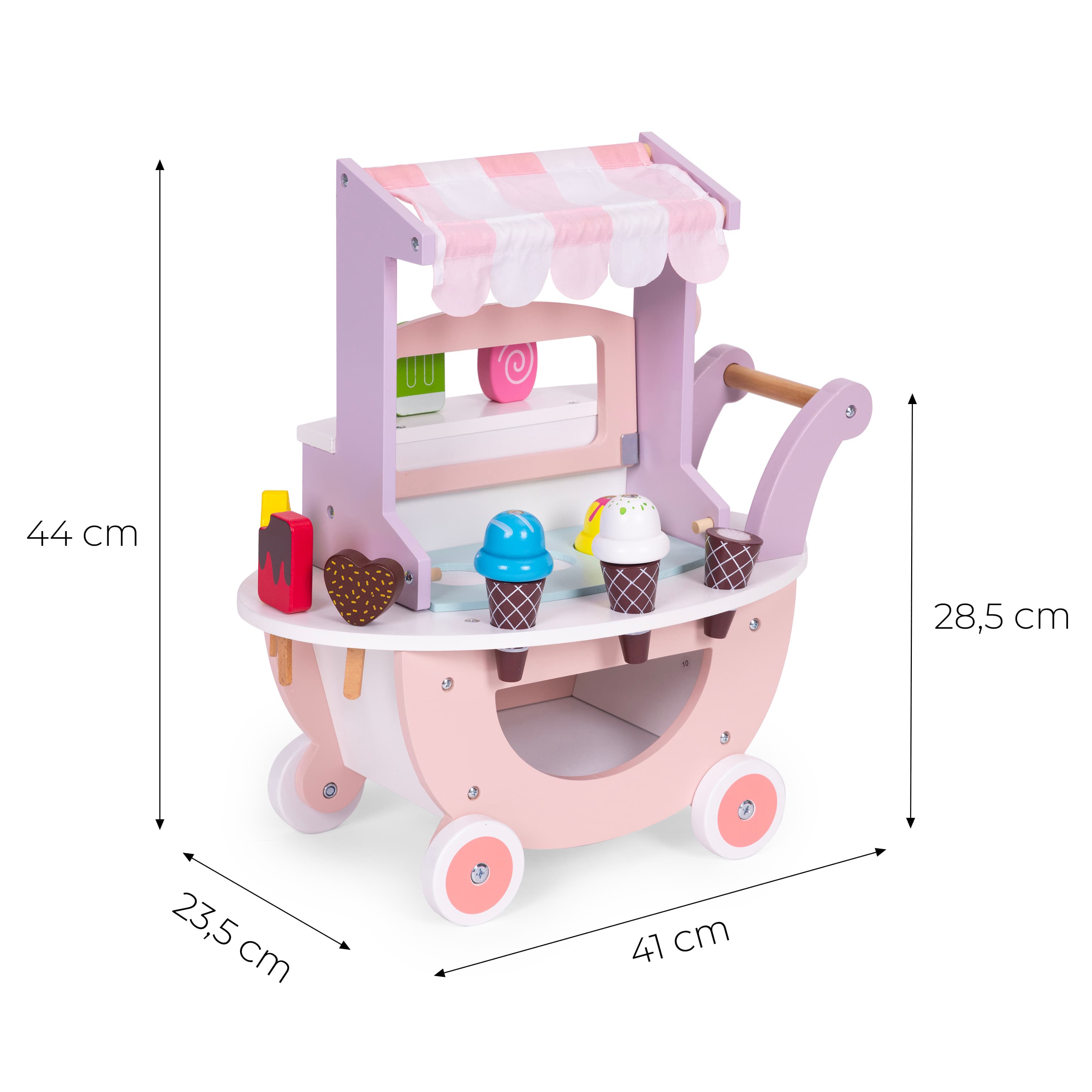 Drewniany wózek lodziarnia dla dzieci sklep 12 elementów ECOTOYS