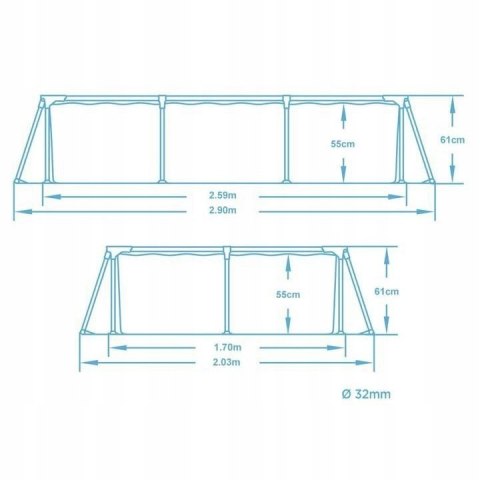 Basen ogrodowy stelażowy 259x170x61 cm zestaw 15w1 Bestway 56403N