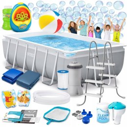 Basen ogrodowy stelażowy 300 x 175 x 80 cm 18w1 INTEX 26784 + maszyna do ba