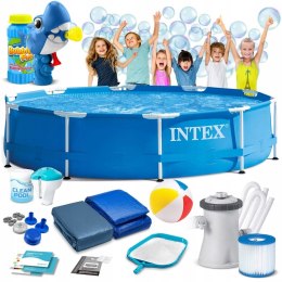 Basen ogrodowy stelażowy 305 x 76 cm 15w1 INTEX 28202 + maszynka do baniek